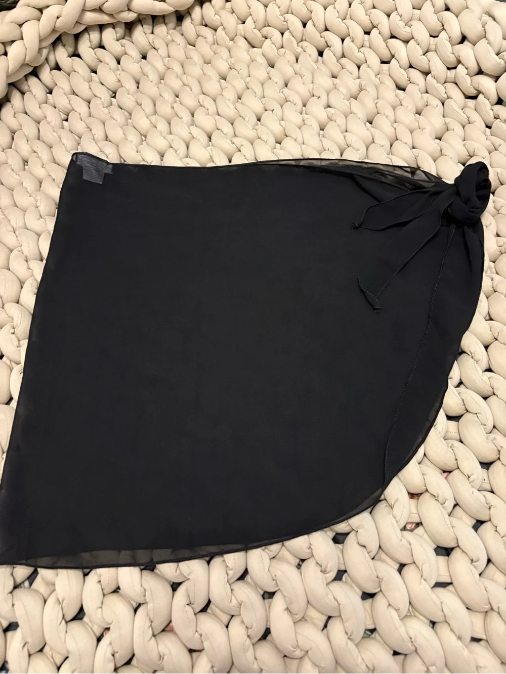Black Sheer Tie-Side Swim Sarong Cover-Up